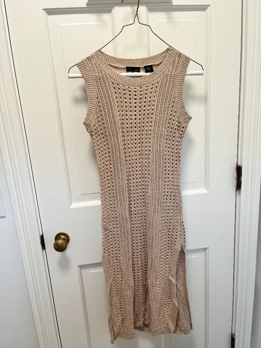 Tahari Swimsuit Cover-Up knitted sleeveless neutral maxi small beach